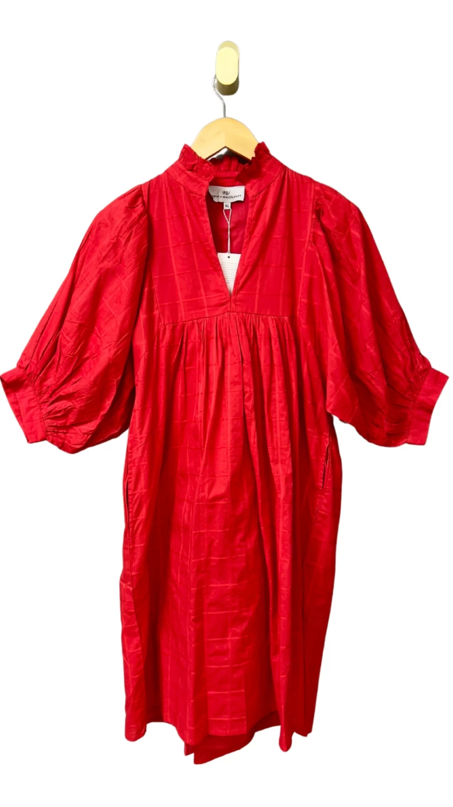 "NEVER A WALLFLOWER Red Windowpane High Neck Dress - Elegant Women's Fashion"