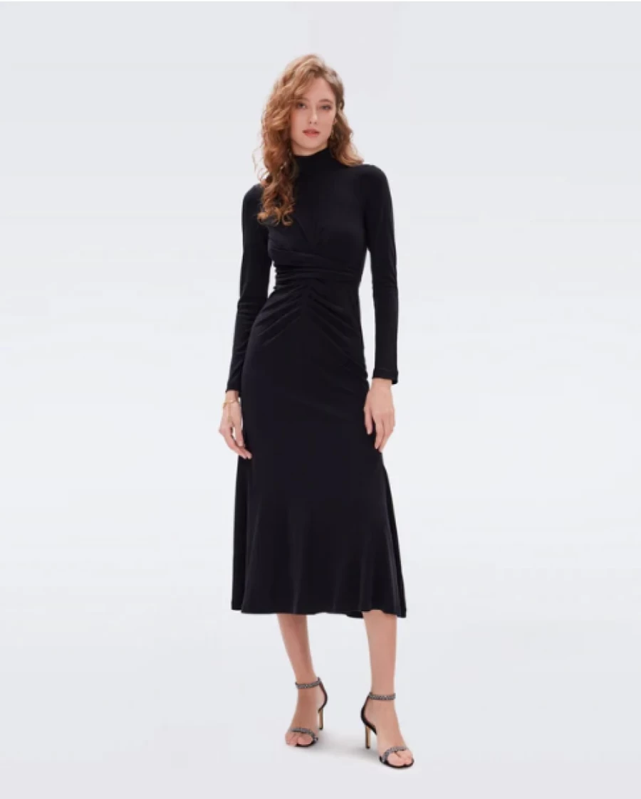 DIANE VON FURSTENBURG Marquise Black Dress - Elegant Women's Evening Gown