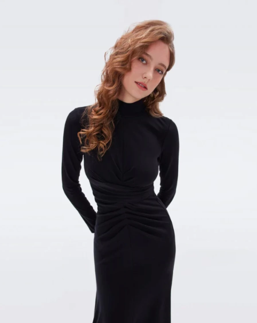 DIANE VON FURSTENBURG Marquise Black Dress - Elegant Women's Evening Gown