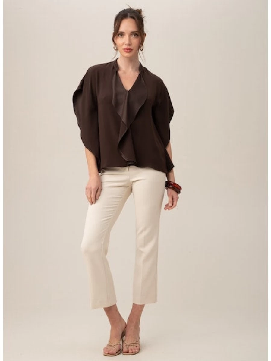 TRINA TURK Brown Derby Tompkins Square Top - Women's Fashion Blouse