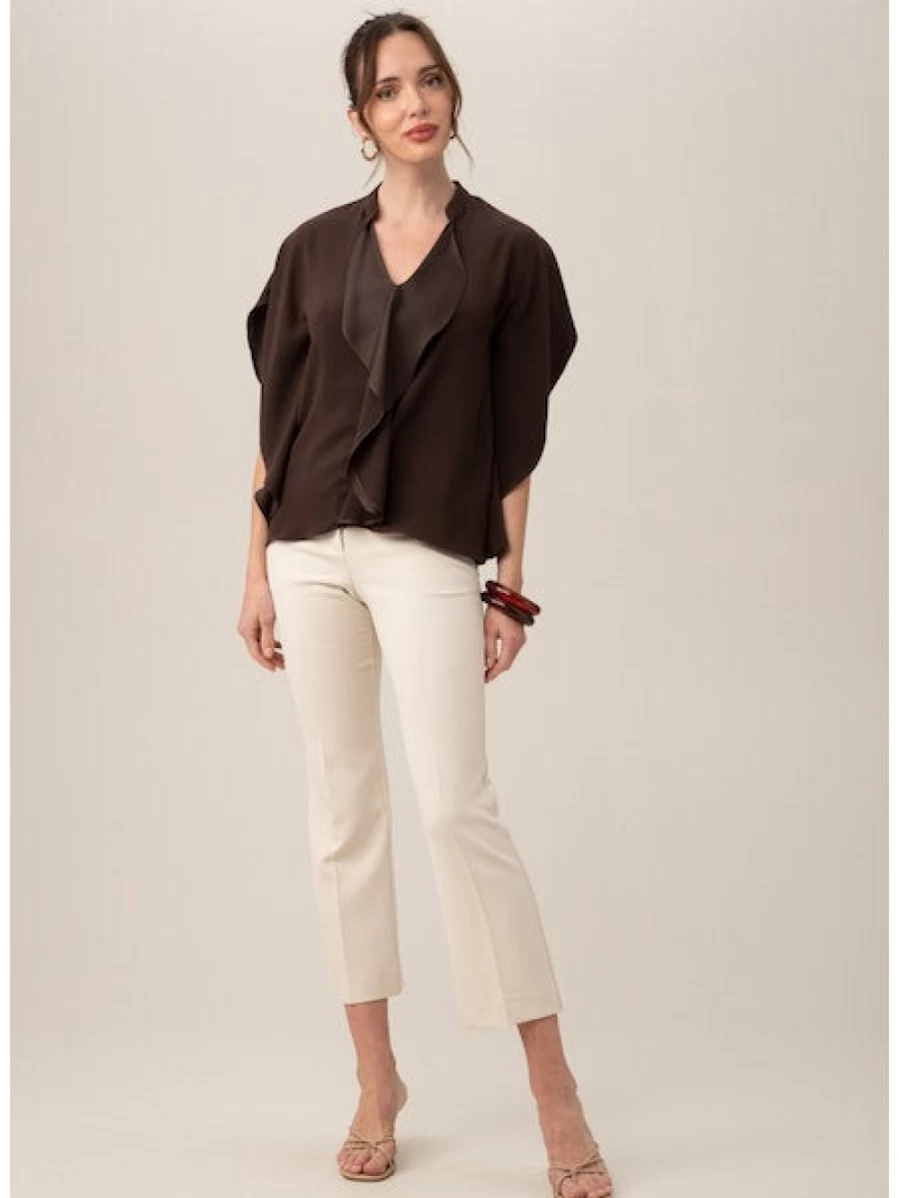 TRINA TURK Brown Derby Tompkins Square Top - Women's Fashion Blouse