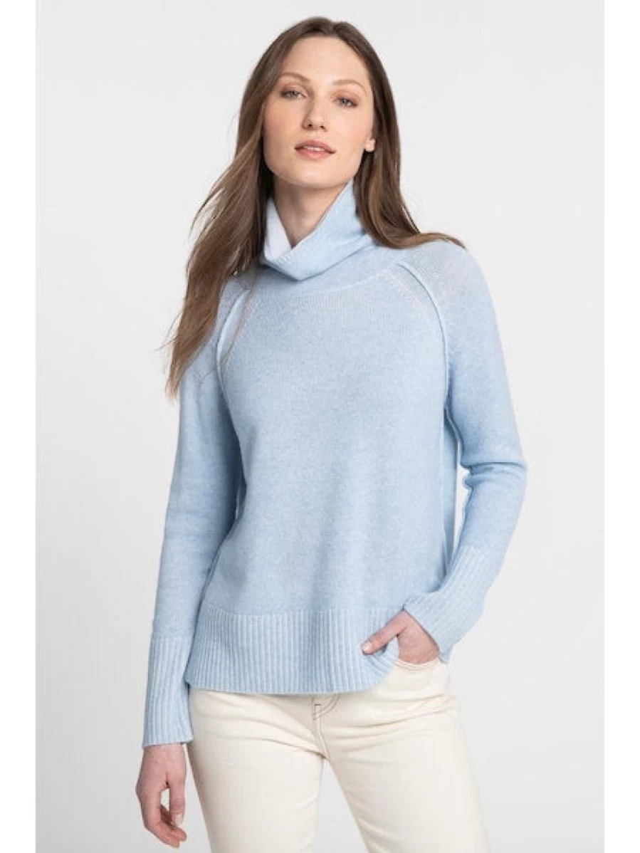 KINROSS CASHMERE Coastal Pearl Cable Knit Funnel Neck Sweater - Luxurious Plaited Design