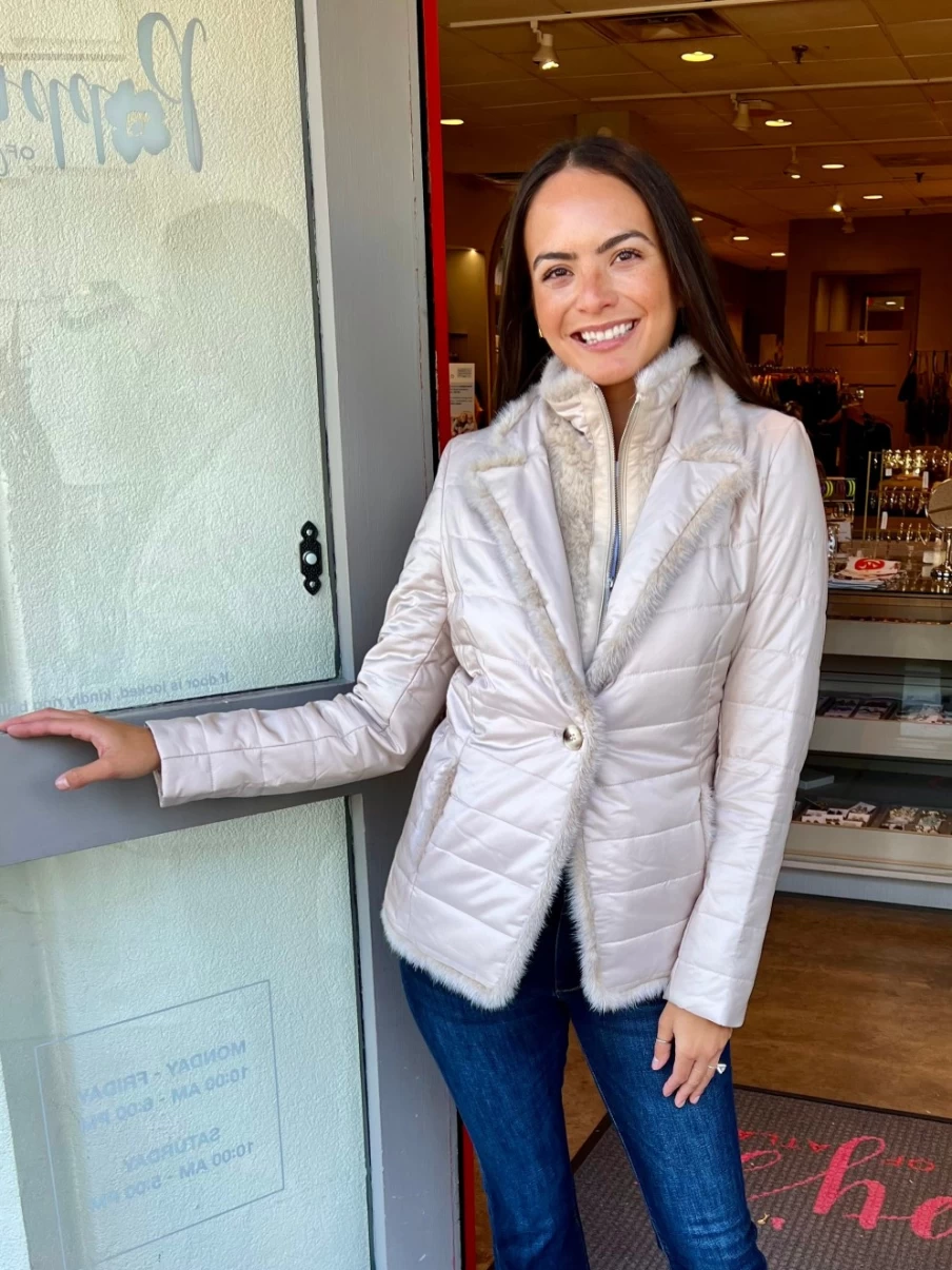 DIOMI Beige Quilted Mink Nylon Jacket for Women - Lightweight Winter Coat