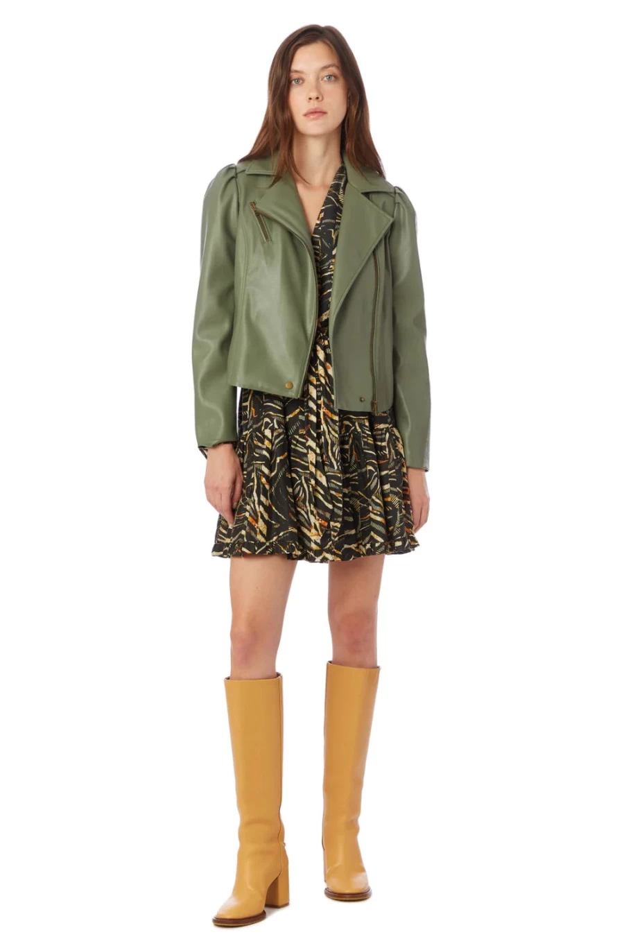 MARIE OLIVER Maeve Moto Jacket In Fern - Women's Vegan Leather Biker Jacket
