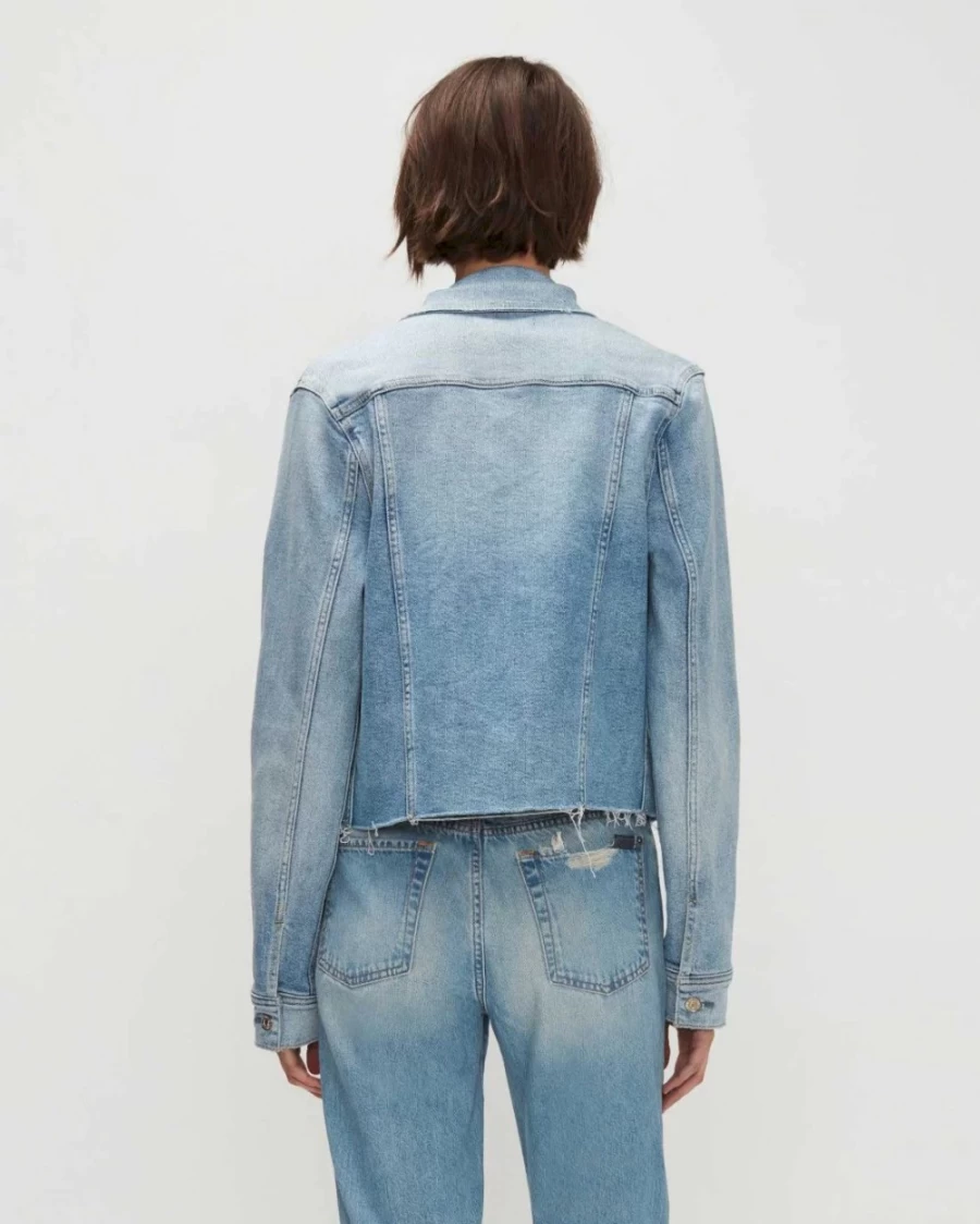 SEVEN JEANS Vintage Floral Embroidered Denim Trucker Jacket for Men & Women