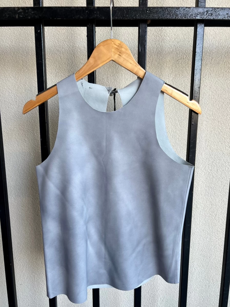 JAKETT Evelyn Leather Blouse In Sea – Premium Women's Top, Final Sale