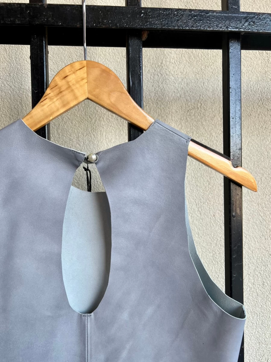 JAKETT Evelyn Leather Blouse In Sea – Premium Women's Top, Final Sale