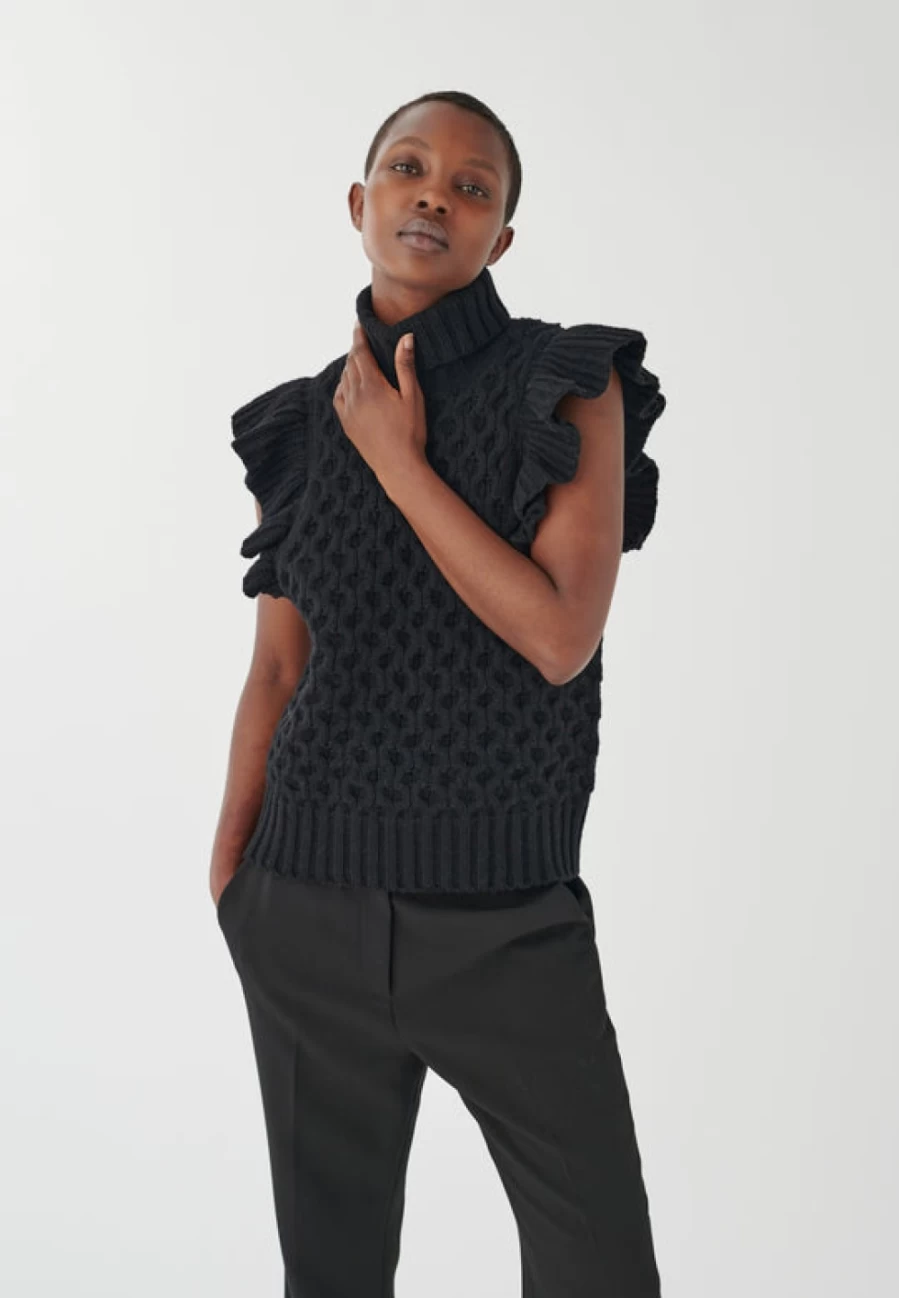 DEA KUDIBAL Black Sweater Vest for Women - Britthie Style Knit Sleeveless Pullover