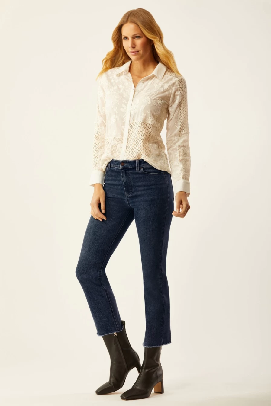 ECRU Women's Dark Indigo Straight Leg Jeans - La Cienega Denim Pants for Casual Wear