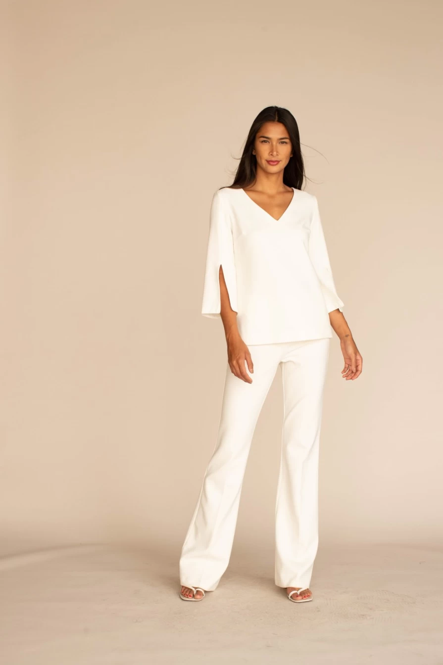 TRINA TURK Women's Chimayo Winter White High-Waisted Pant with Classic Fit