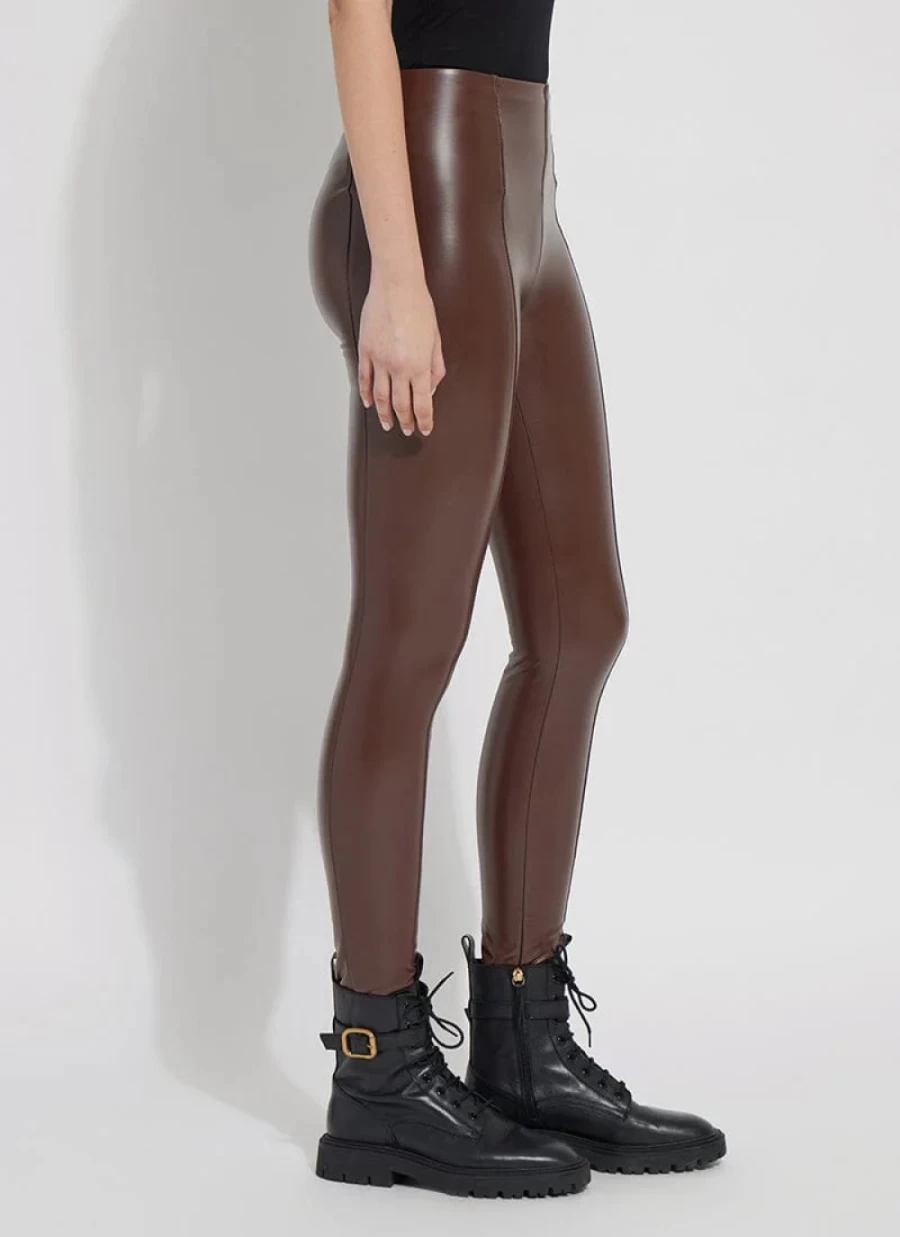 LYSSE High Waist Vegan Leather Leggings in Cocoa Powder - Sustainable Faux Leather Pants