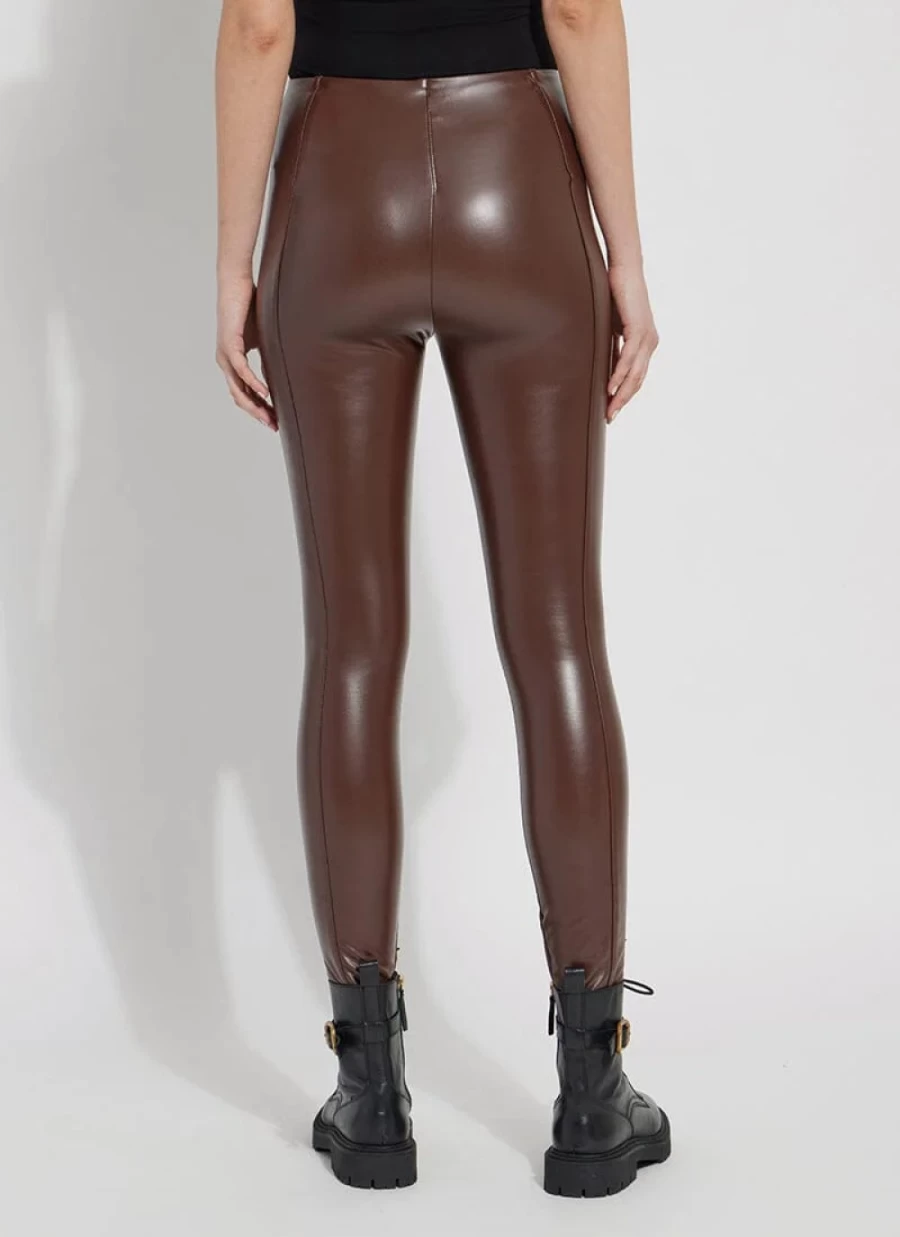 LYSSE High Waist Vegan Leather Leggings in Cocoa Powder - Sustainable Faux Leather Pants