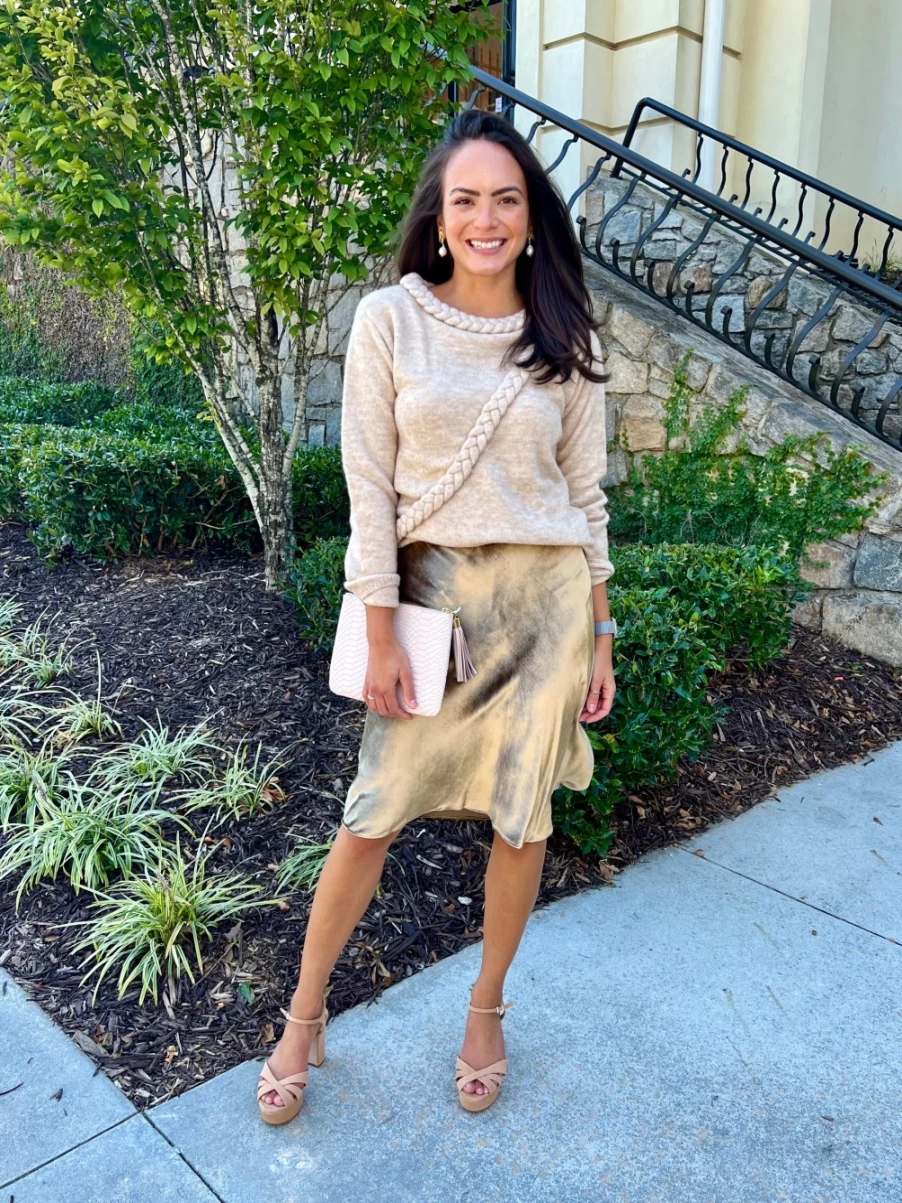 VINCE Golden Shadow Velvet Slip Skirt - Luxurious High-Waisted Midi Skirt for Women