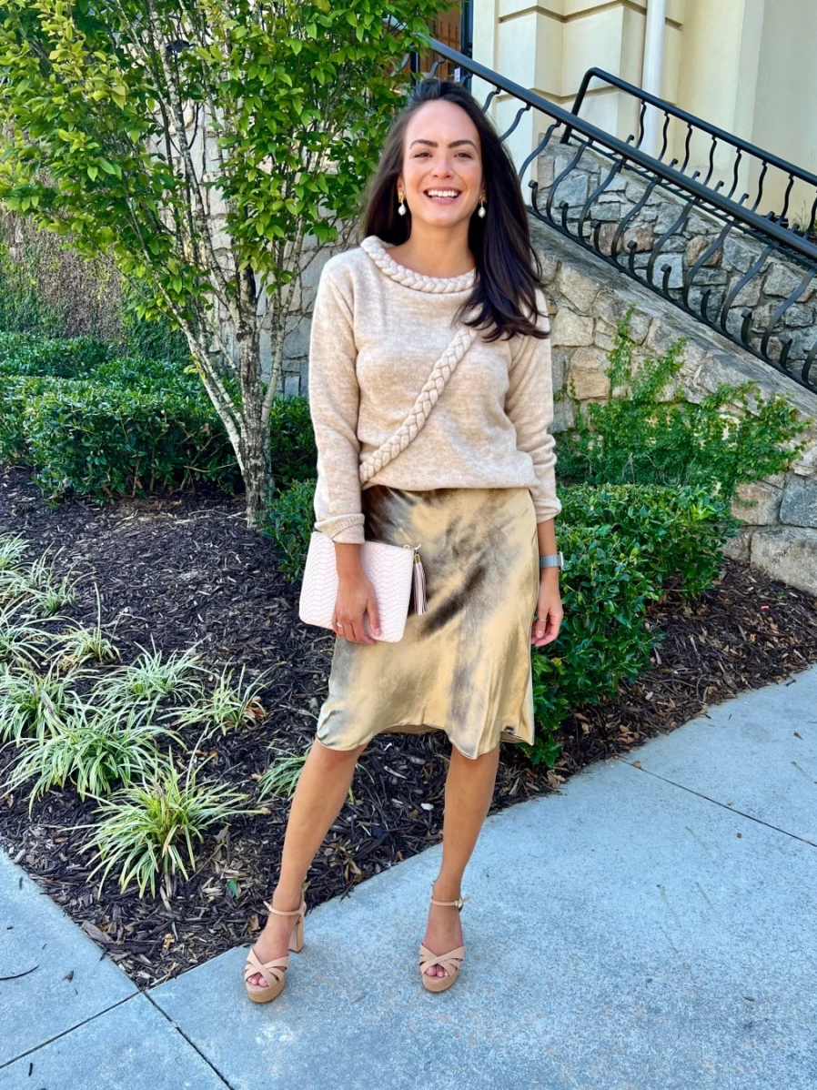 VINCE Golden Shadow Velvet Slip Skirt - Luxurious High-Waisted Midi Skirt for Women