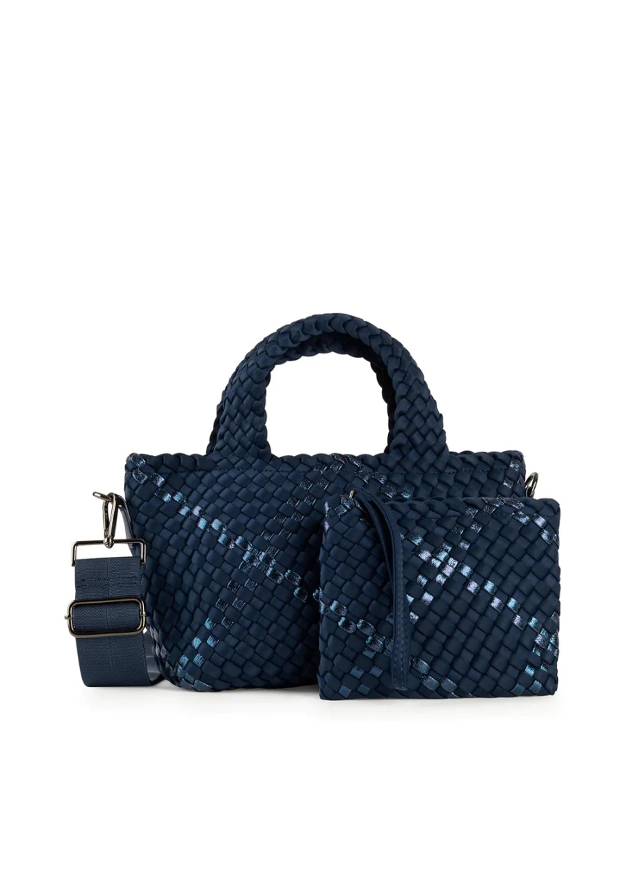 Haute Shore Ltd Mark Mini Tote Bag in Navy Blue with Metallic Accents