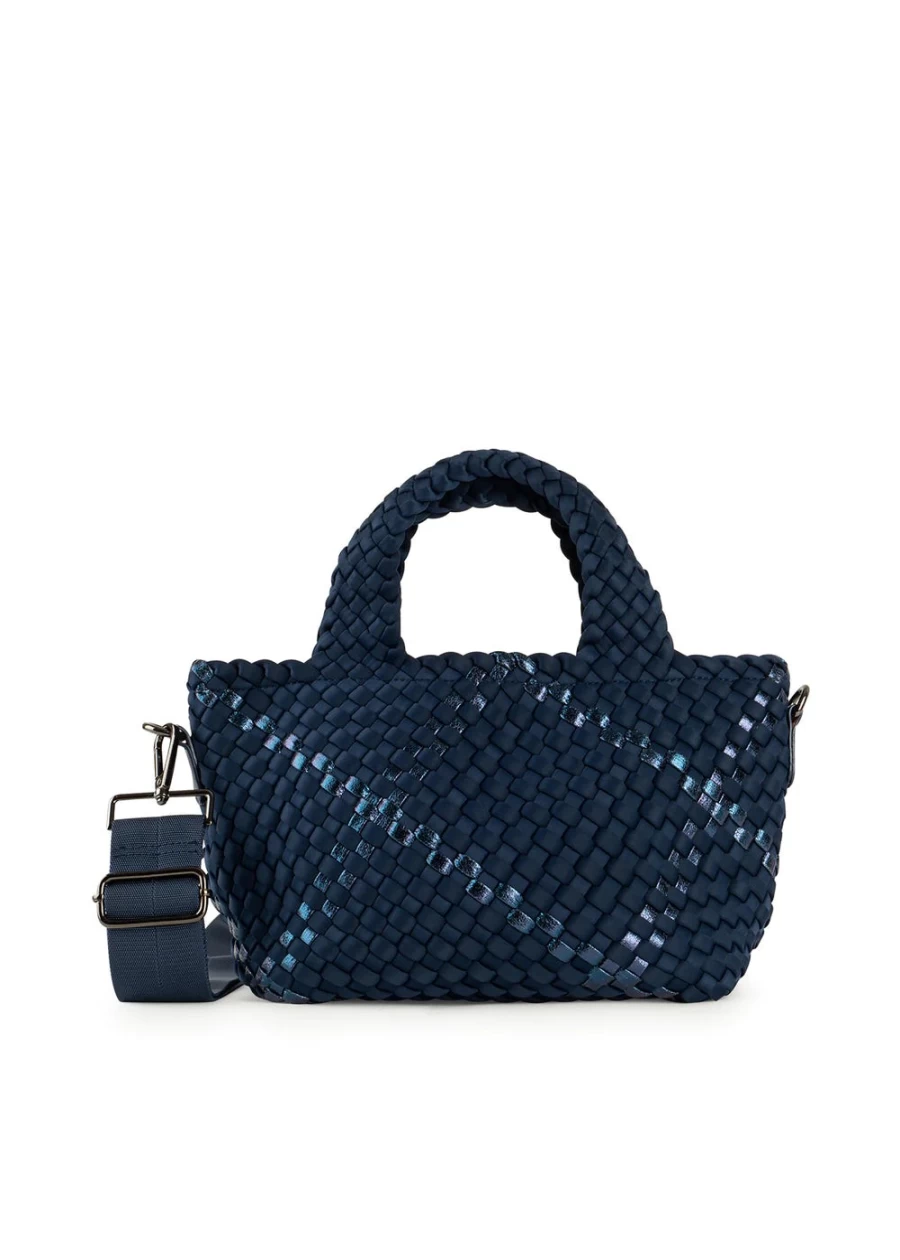 Haute Shore Ltd Mark Mini Tote Bag in Navy Blue with Metallic Accents