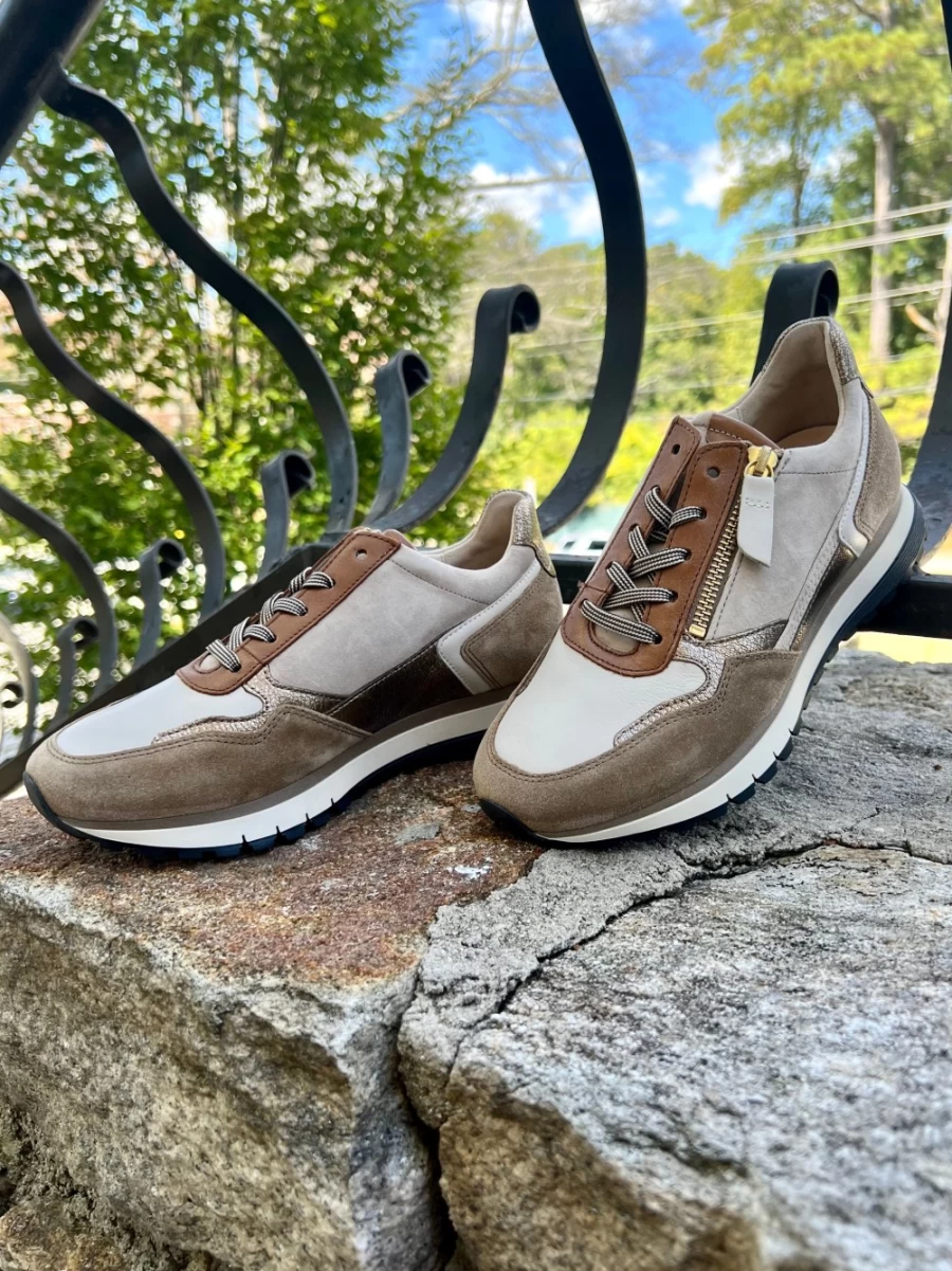 GABOR Bronze Multi Zippered Sneakers with Detailed Design for Women