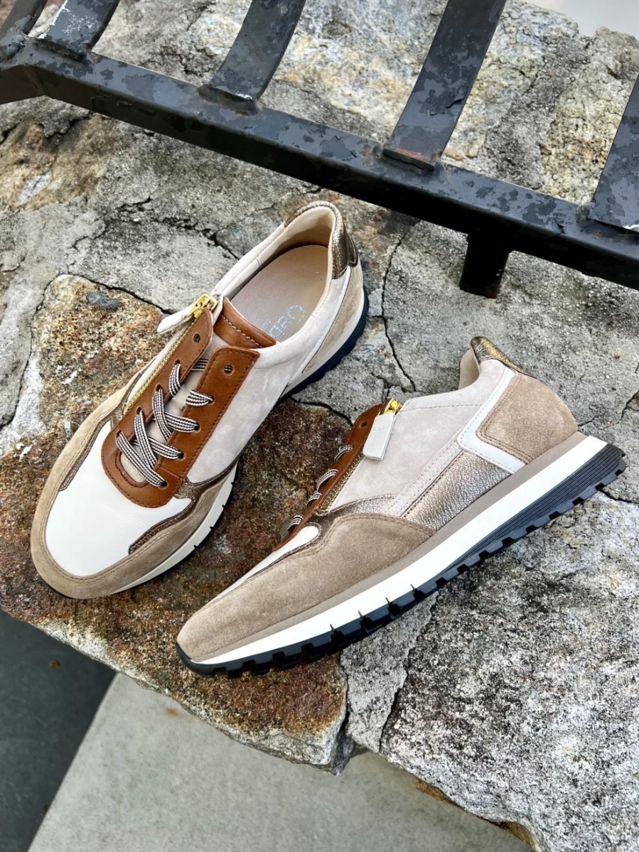GABOR Bronze Multi Zippered Sneakers with Detailed Design for Women