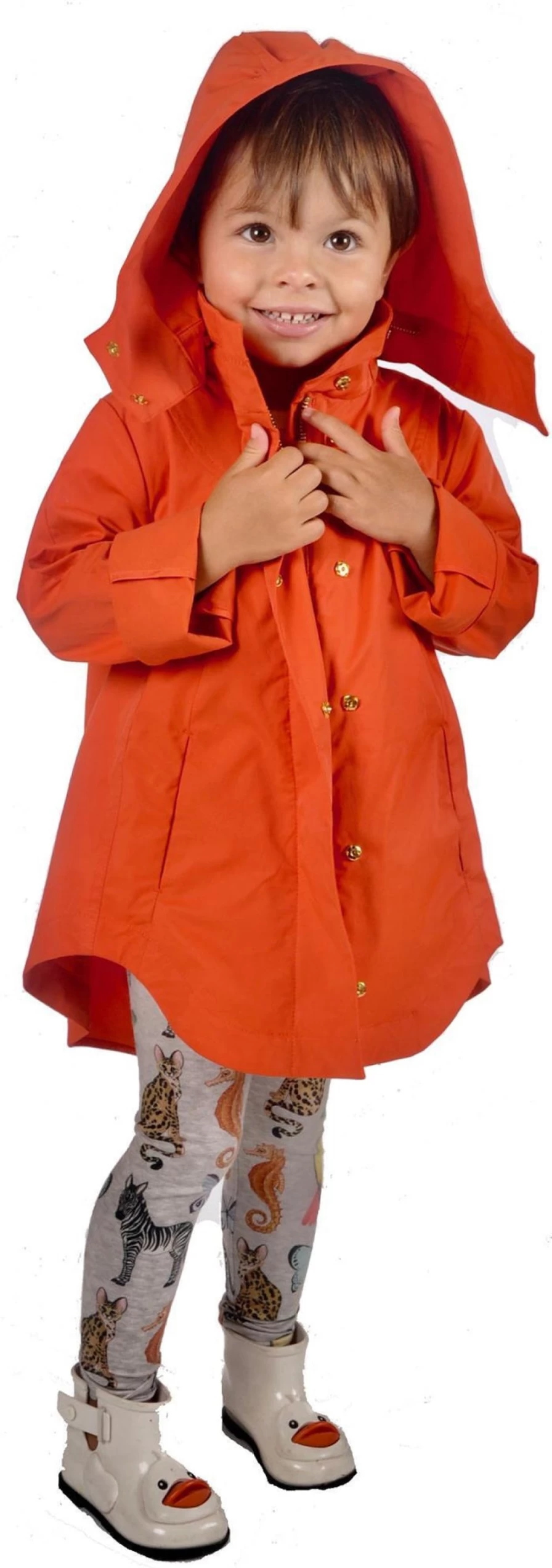 CIAO MILANO Women's Waterproof Rain Jacket - Lightweight Windbreaker with Hood, Breathable Orange Coat for Outdoor Activities