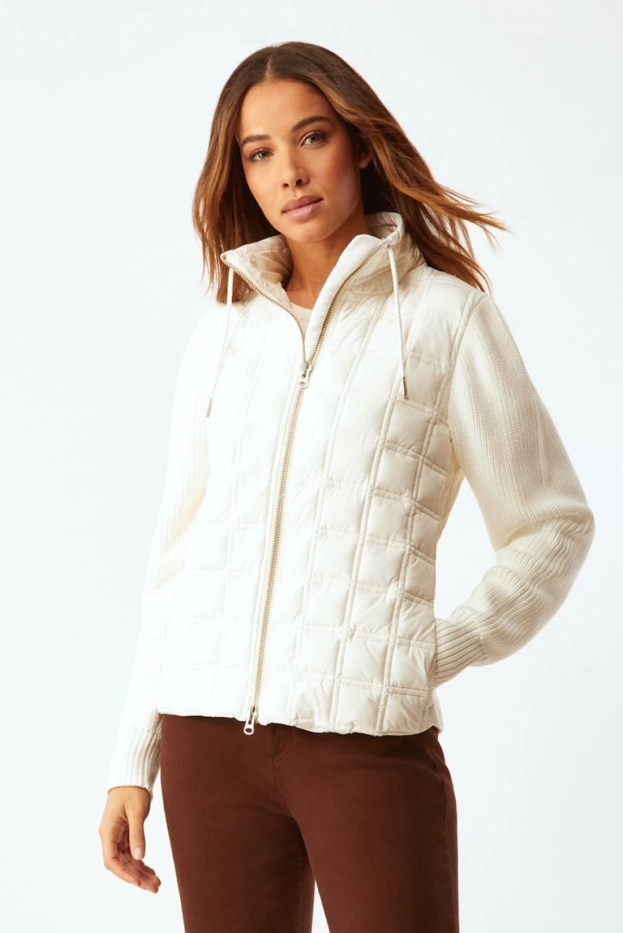 ECRU Women's Cream Puffer Jacket - Warm Quilted Sleeve Coat for Winter