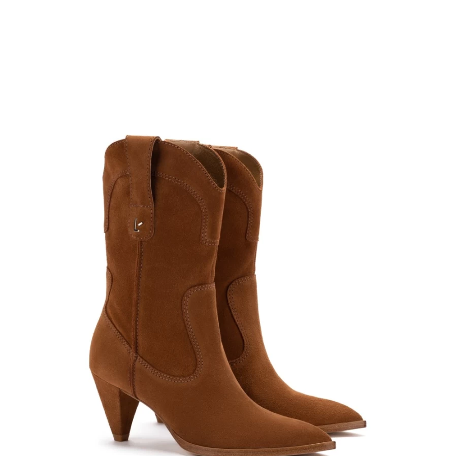 Larroude Thelma Tobacco Suede Ankle Boots for Women