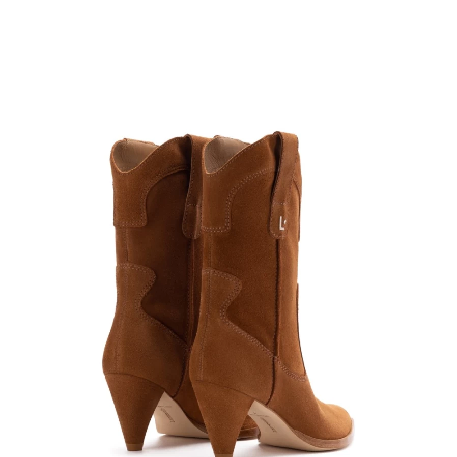 Larroude Thelma Tobacco Suede Ankle Boots for Women