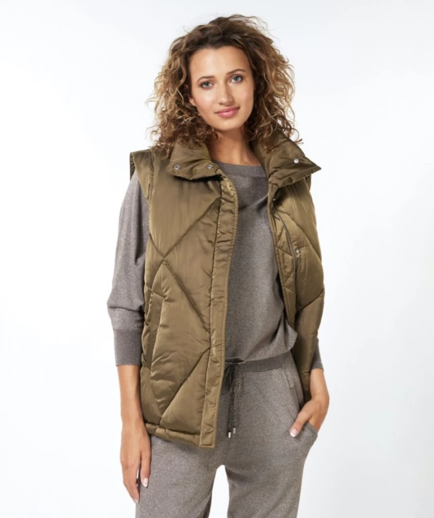 ESQUALO Army Green Quilted Puffer Vest for Men & Women - Lightweight Warm Winter Jacket