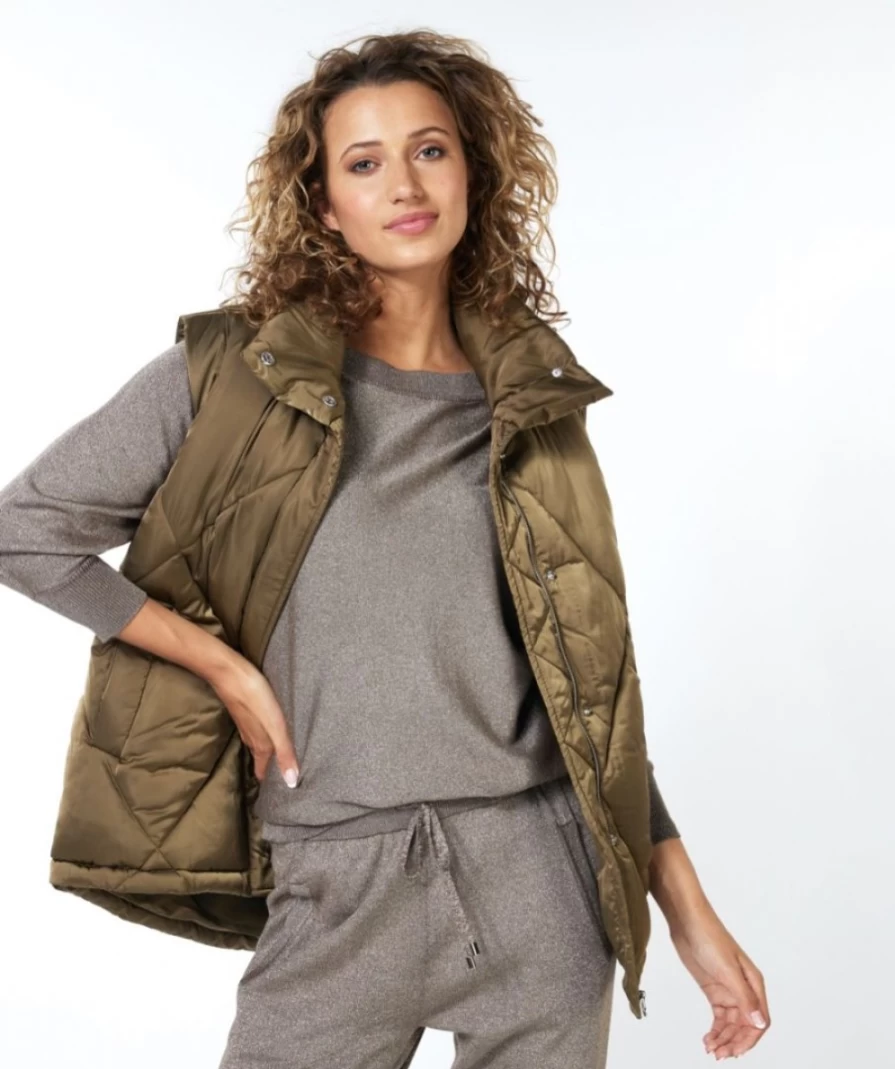 ESQUALO Army Green Quilted Puffer Vest for Men & Women - Lightweight Warm Winter Jacket
