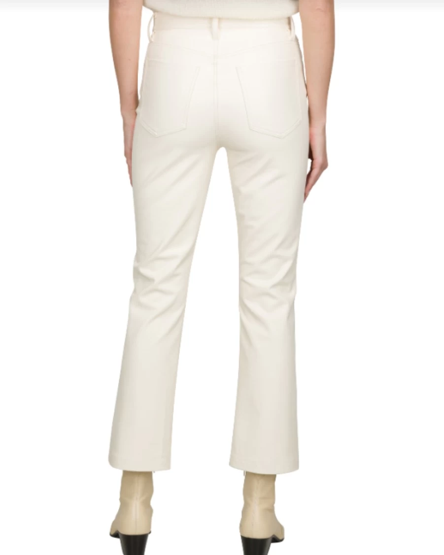 SEVEN JEANS High Waisted Vegan Leather Pants for Women - Cream Colored Slim Fit Trousers