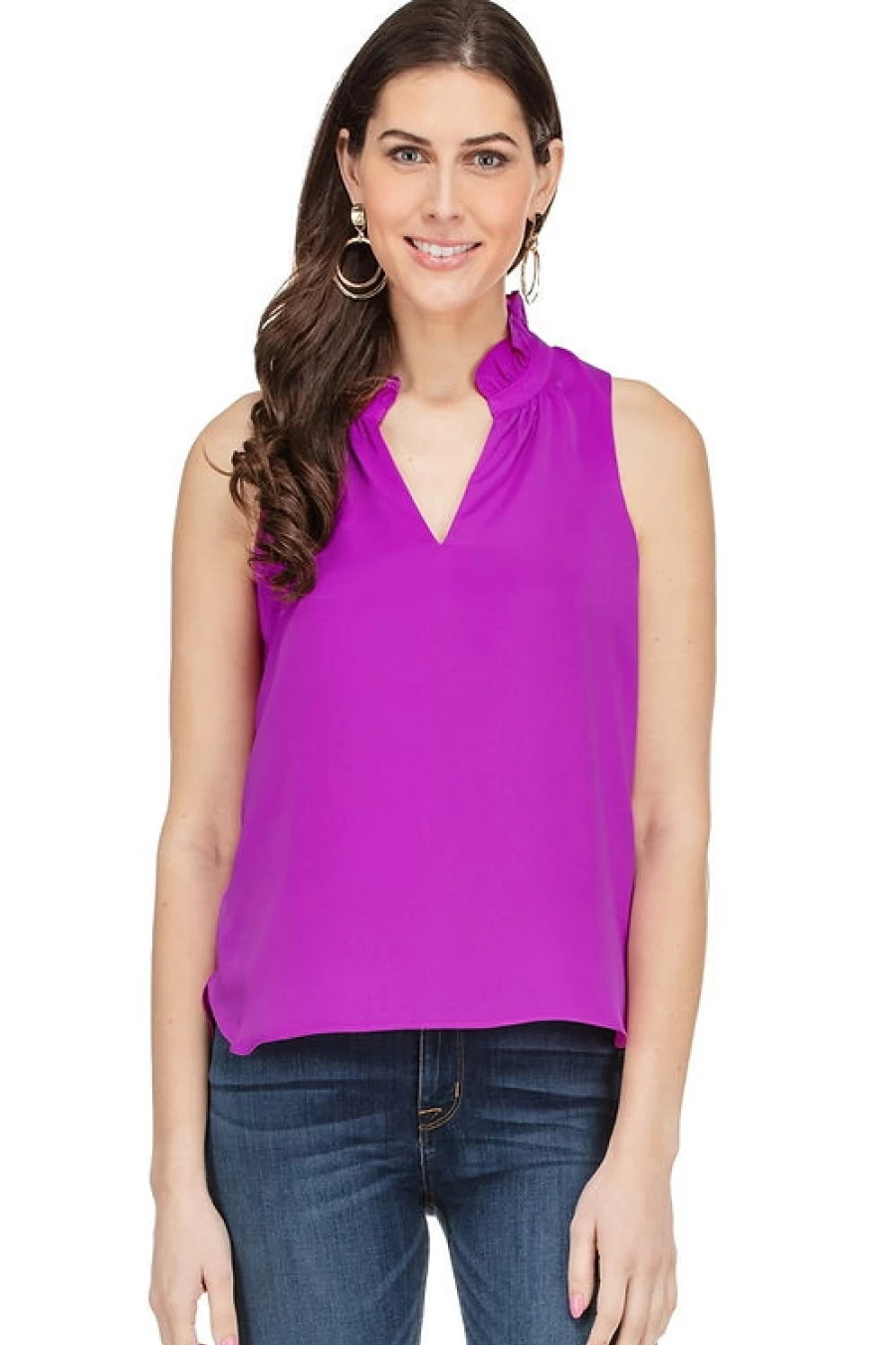 JADE Orchid Ruffle Neckline Blouse - Elegant Women's Tops for Chic Outfits