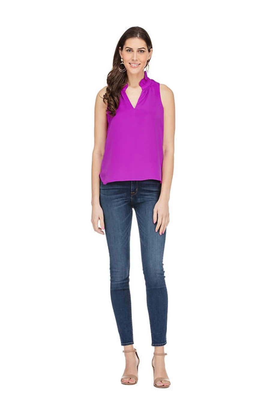JADE Orchid Ruffle Neckline Blouse - Elegant Women's Tops for Chic Outfits