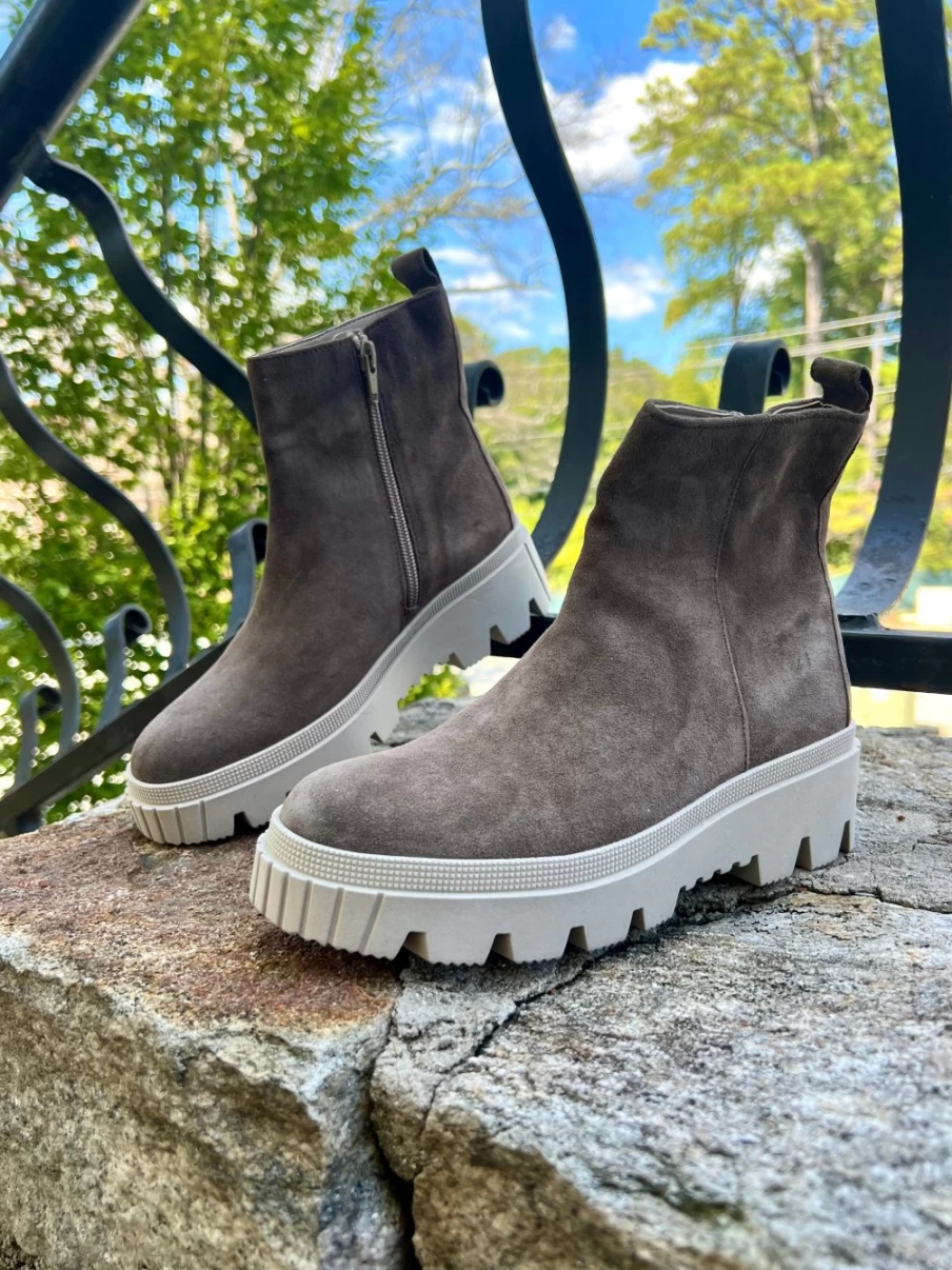 GABOR Grey Mohair Boots for Women - Comfortable Winter Ankle Boots with Soft Wool