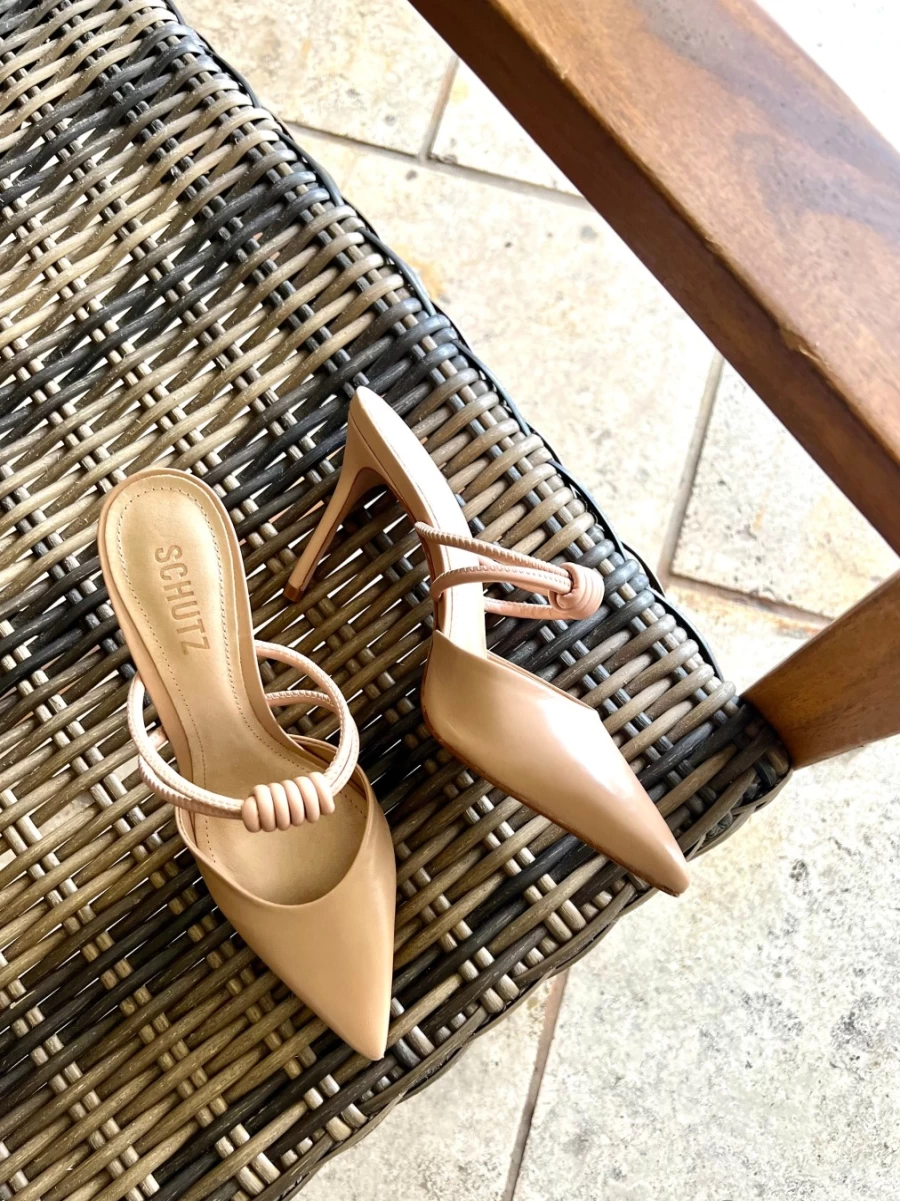 SCHUTZ Lela Beige Casual Heels - Women's Comfortable Mid-Heel Sandals