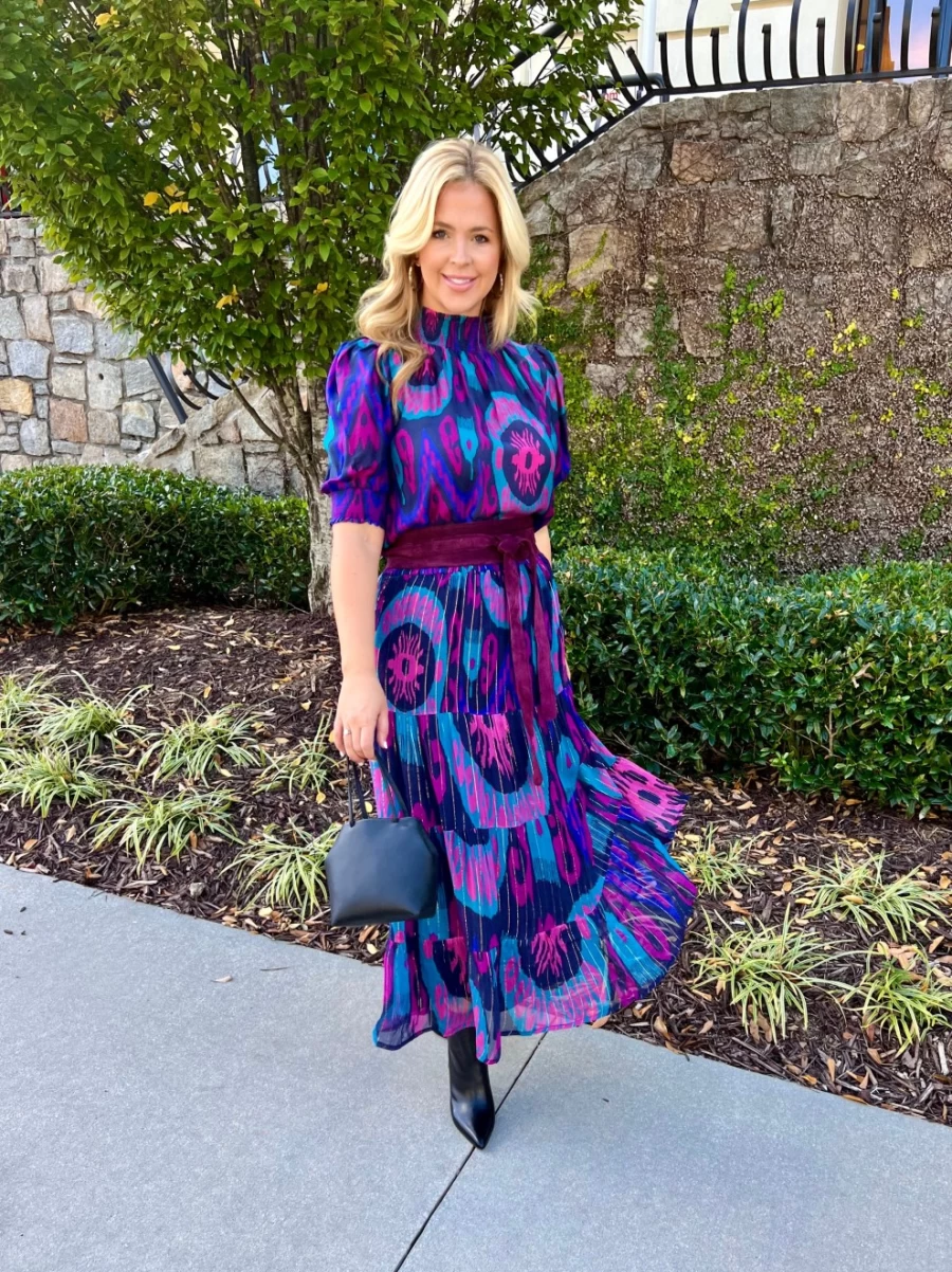 LA PLAGE Ikat Print Maxi Skirt - Multi Color Bohemian Beach Skirt