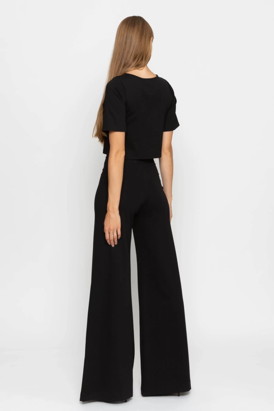 RIPLEY RADER Black Ponte Knit Wide Leg Pants - High Waist Stretch Comfort Trousers