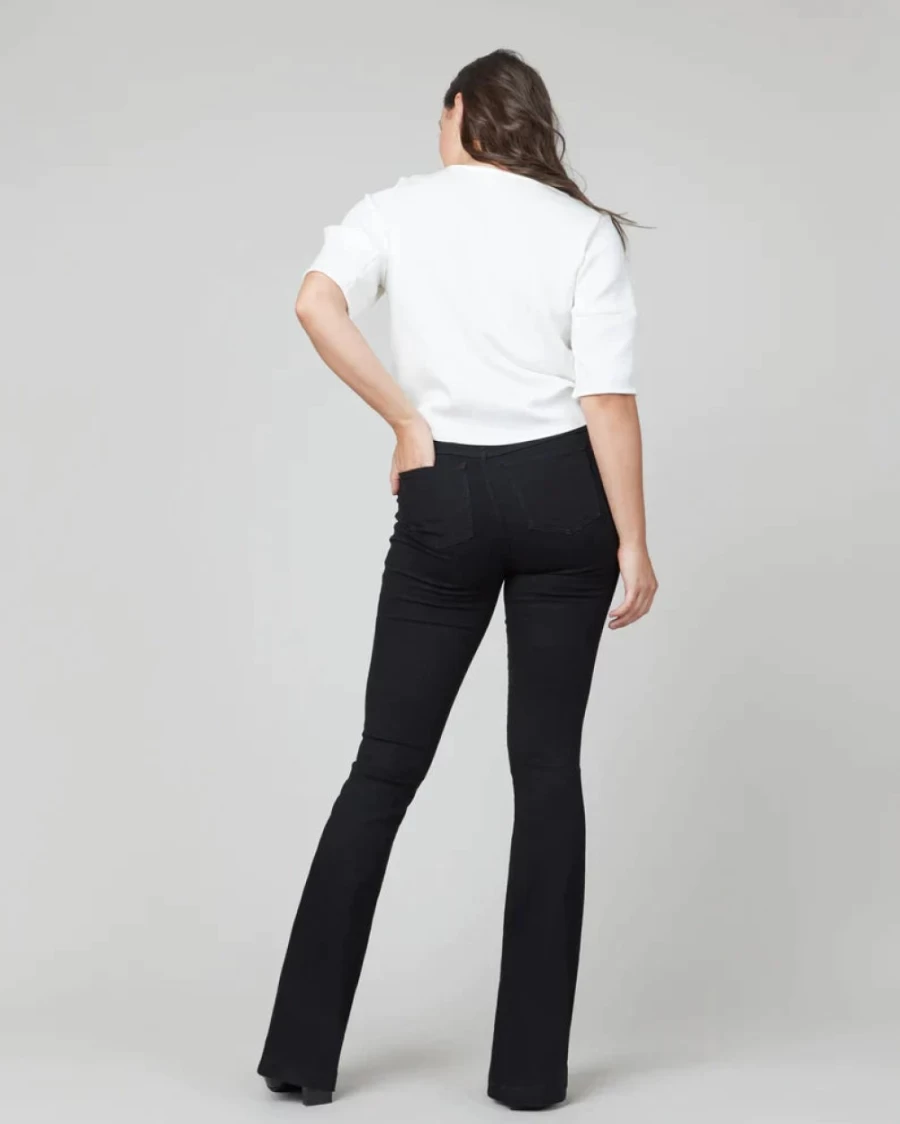 SPANX Classic Flare Jeans in Clean Black - High Waisted Slim Fit Stretch Denim Pants for Women