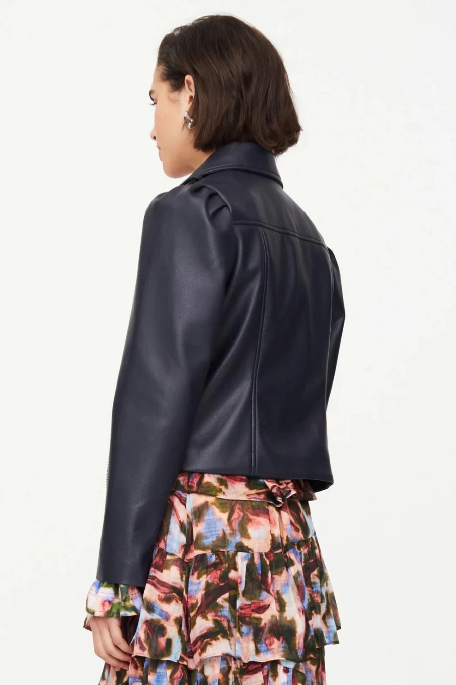 MARIE OLIVER Maeve Moto Jacket For Women - Midnight Black Leather Biker Style Coat