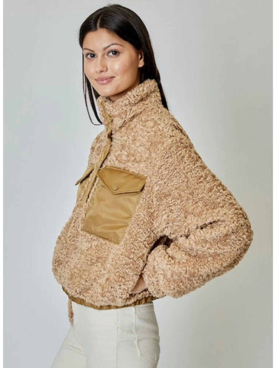 DH NEW YORK Maeve Wheat Combo Pullover Jacket - Women's Casual Knit Sweater