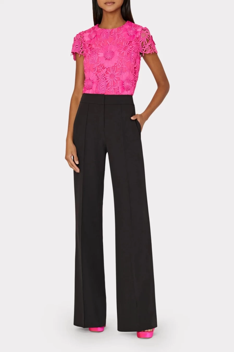 Milly Nash Cady Black Women's Pants - High-Waisted Tailored Trousers for Work & Office