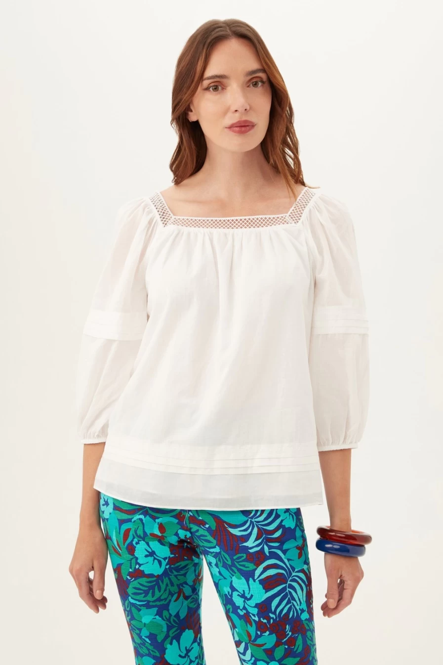 TRINA TURK El Arsa White Top for Women - Stylish Casual Blouse
