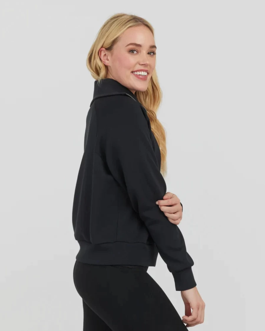 SPANX Women's AIREssentials Half-Zip Pullover Sweatshirt in Very Black