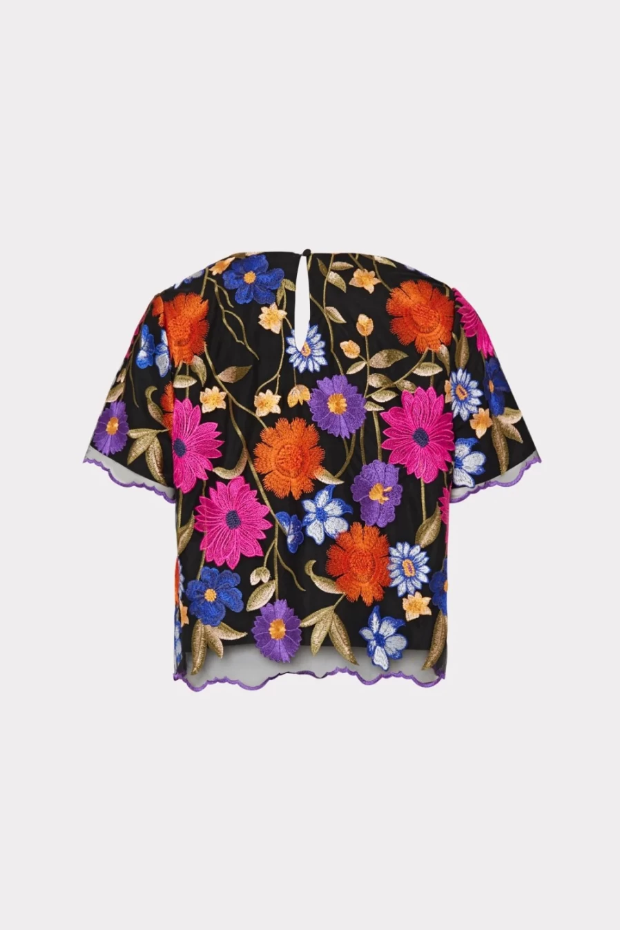 Milly Katelynn Black Multi Foliage Print Top Women's Fashion Blouse