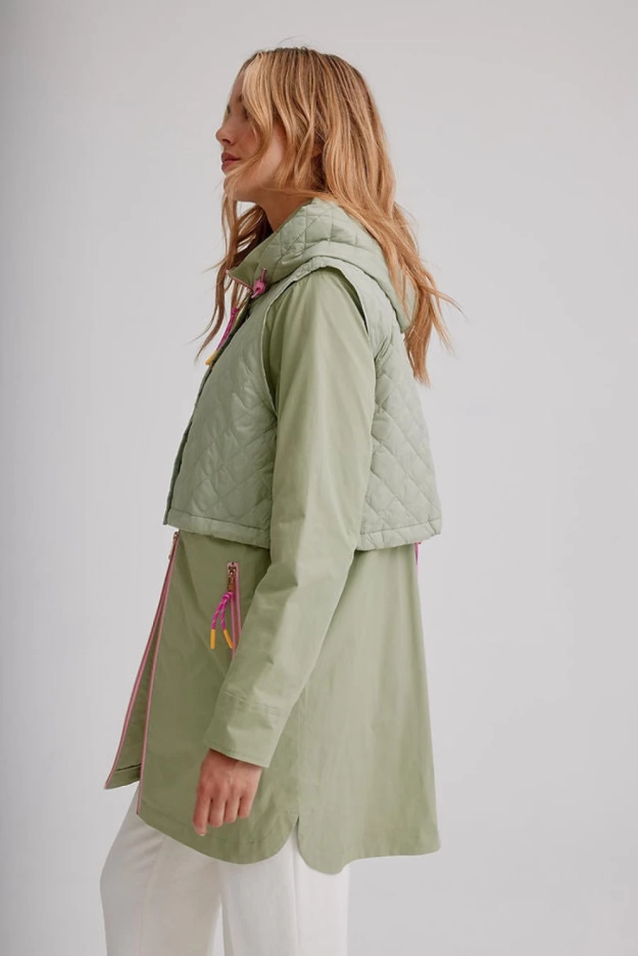 NIKKI JONES Two-For-One Waterproof Rain Jacket in Fern Green for Women & Men