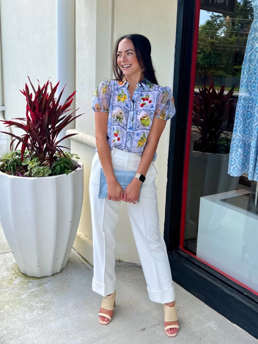 ALICE OLIVIA Ming White Cuff Ankle Pants - Women's High-Waisted Wide Leg Trousers