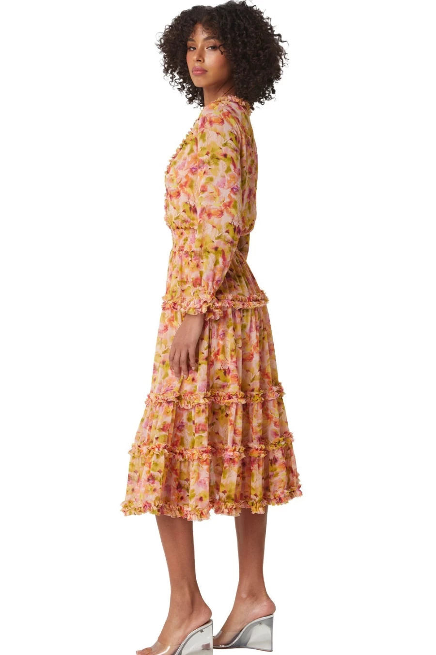 MISA LOS ANGELES Nora Dress In Golden Flora - Final Sale Elegant Floral Maxi Dress