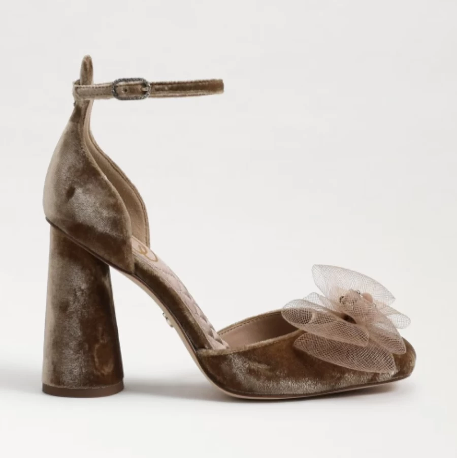 SAM EDELMAN Colter Ankle Strap Block Heel Sandals in Prosecco - Women's Fashion Shoes