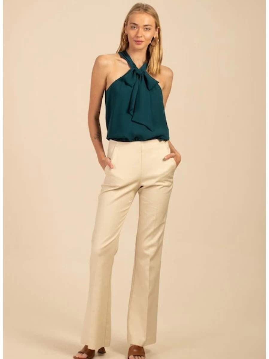 TRINA TURK Women's Carillo 2 High-Waist Parchment Linen Pants