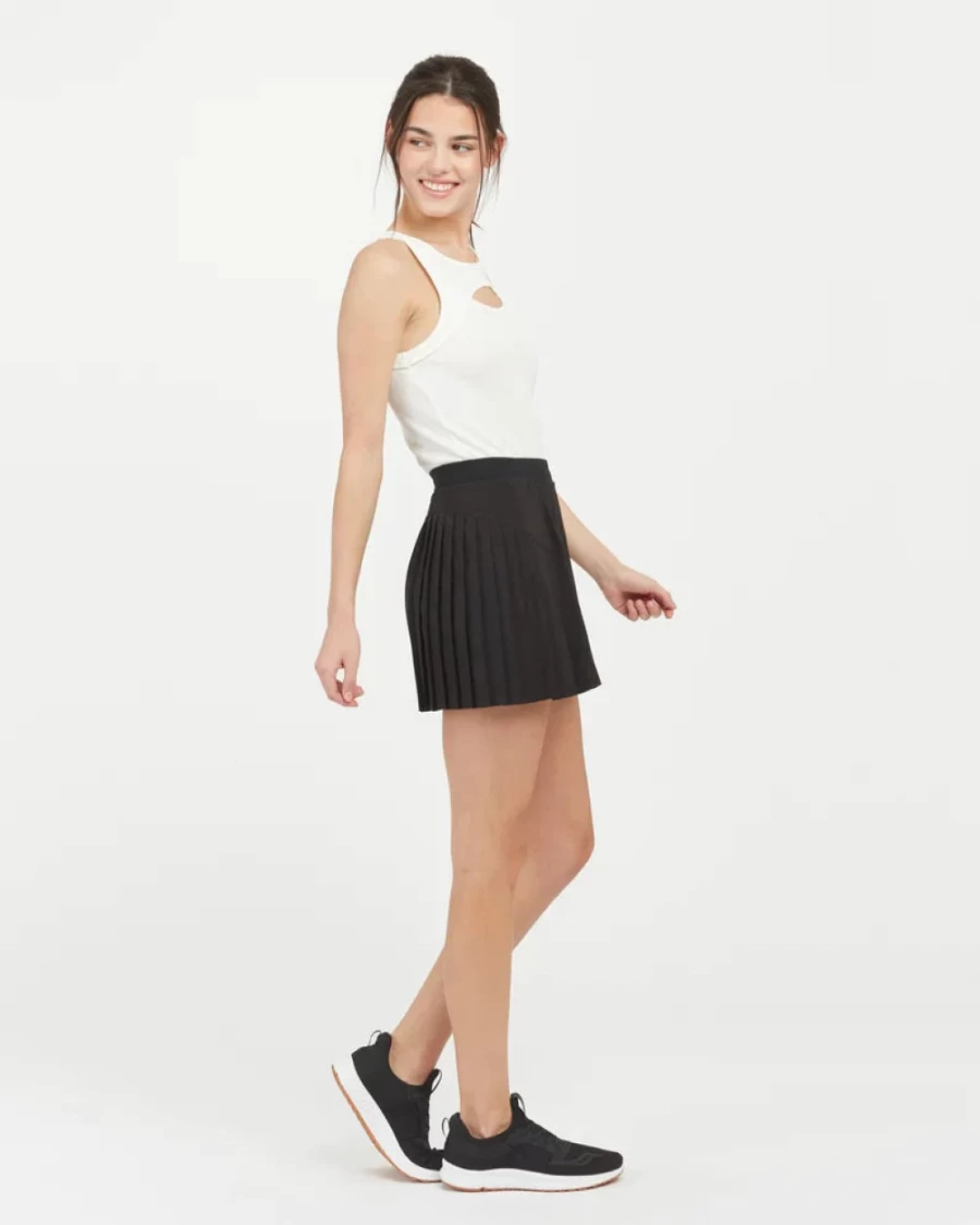 SPANX Black Get Moving Pleated Skirt - Stretchy Comfort & Stylish Design
