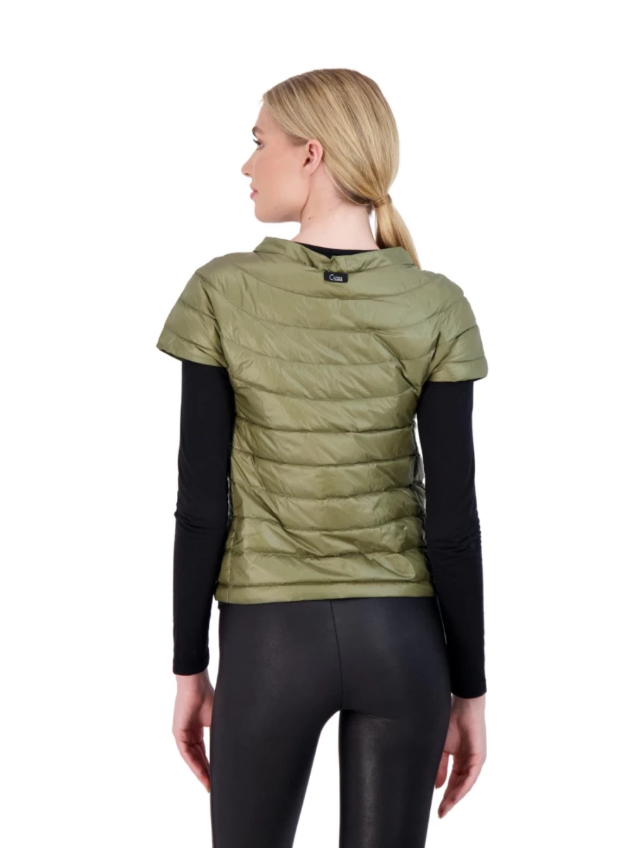 COTES OF LONDON Olive Green Short Sleeve Down Puffer Jacket for Women