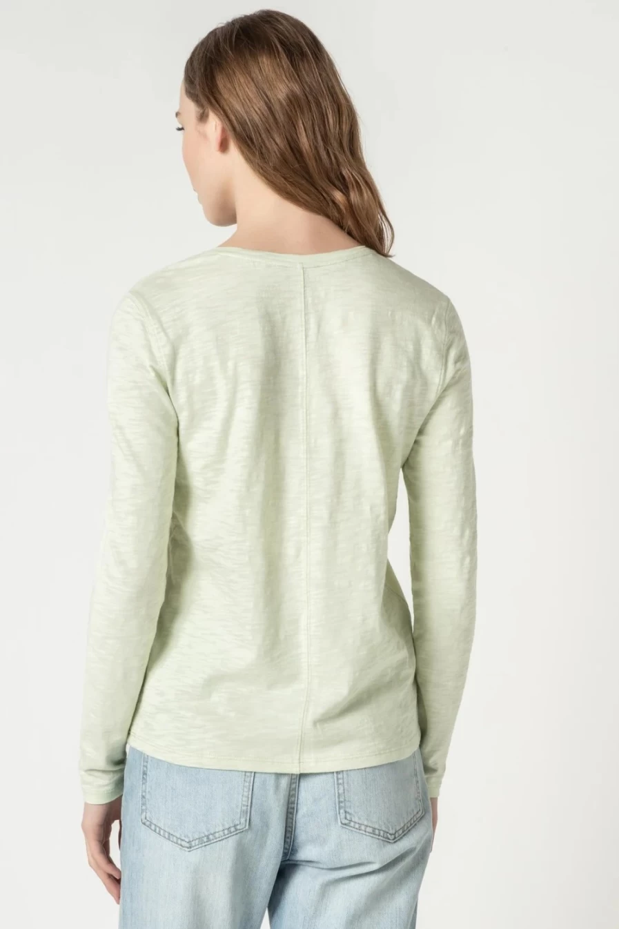 "LILLA P Meadow Green Back Seam Long Sleeve Tee - Women's Final Sale T-Shirt"